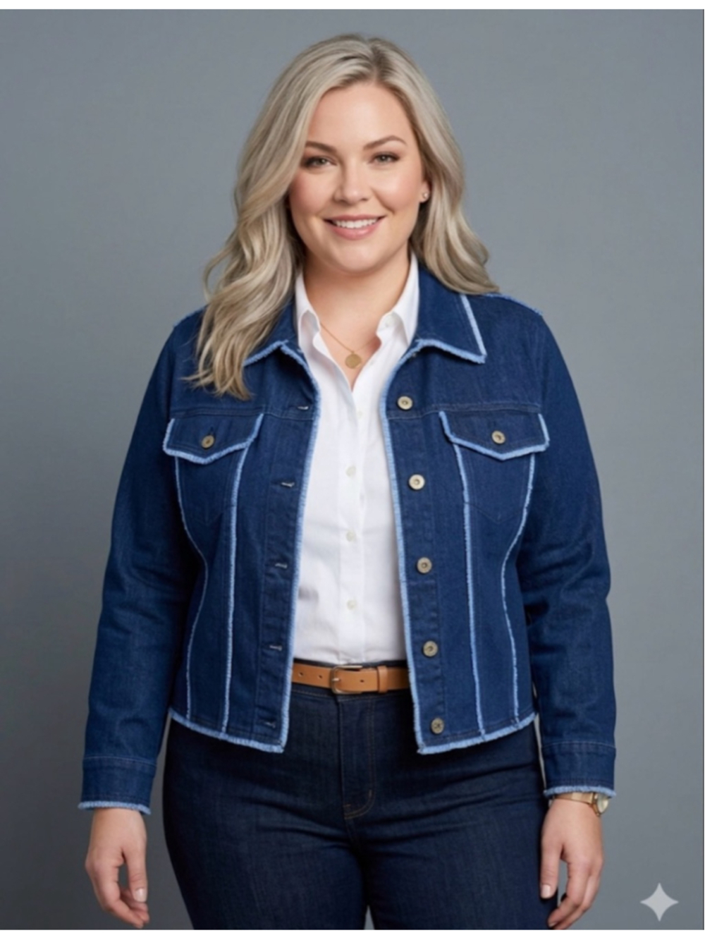 Ashley Stewart Blue Denim Jean Jacket Plus Size 18